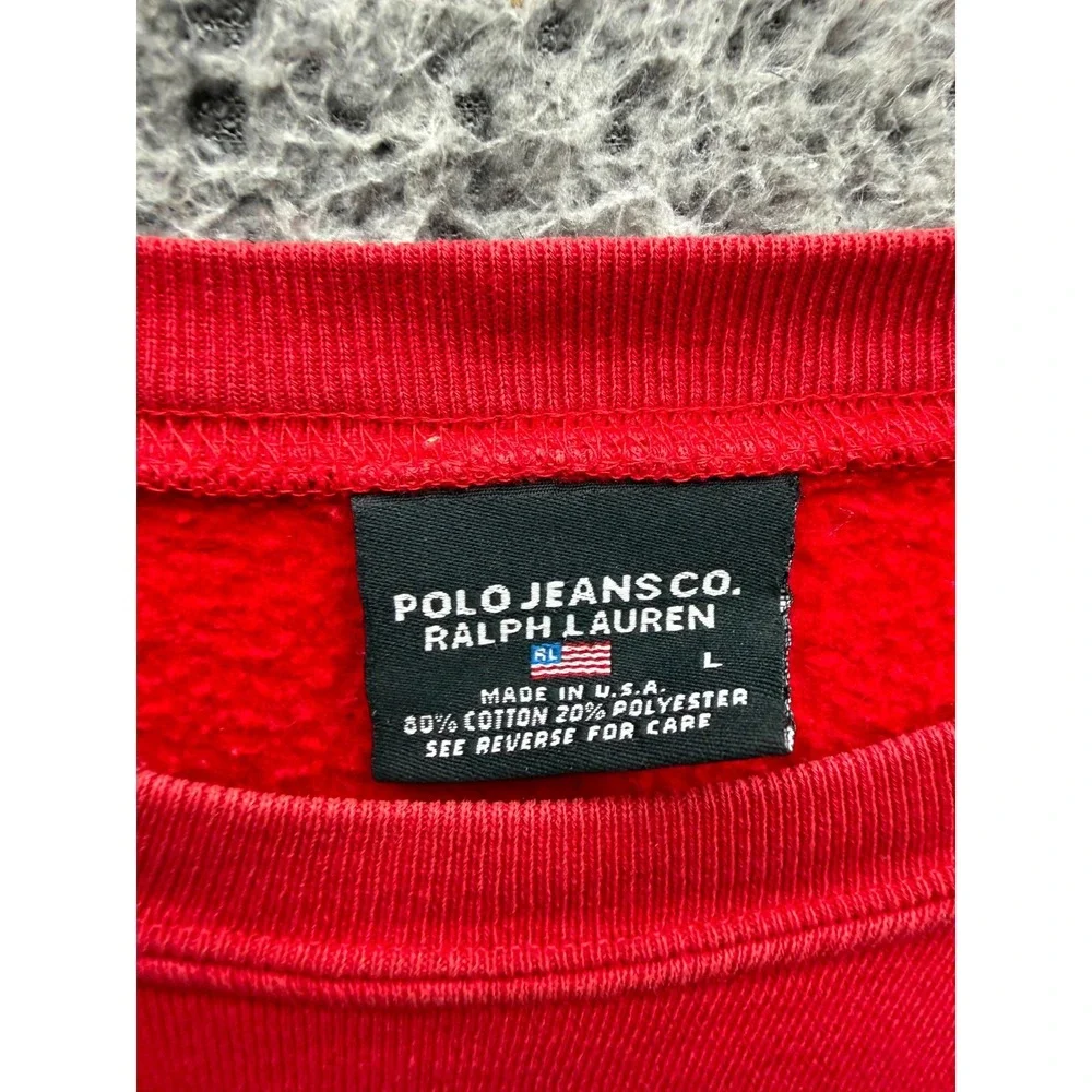 Vintage Polo Jeans Co. Ralph Lauren Fleece Crewneck Sweatshirt Red Mens Size L